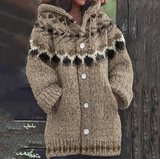 Thea | Cosy Patterned Hooded Cardigan
