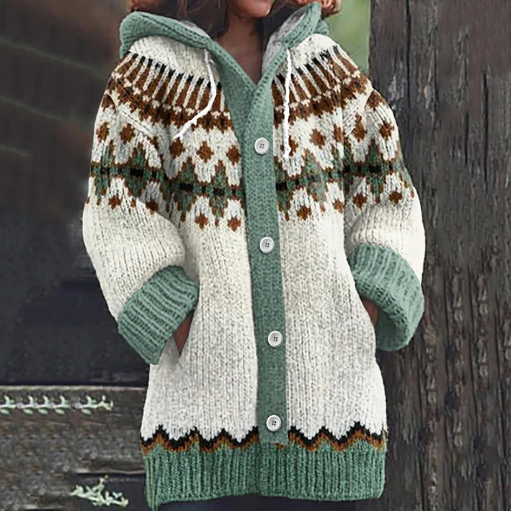Vera | Hooded Nordic Knit Cardigan