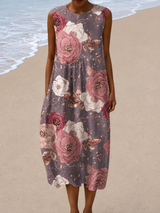 Lorena | Sleeveless Floral Relaxed Midi Dress