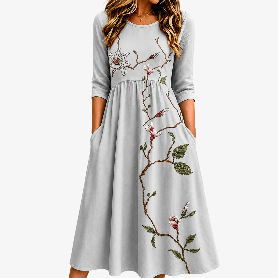 Petronella | Floral Pocket Midi Dress