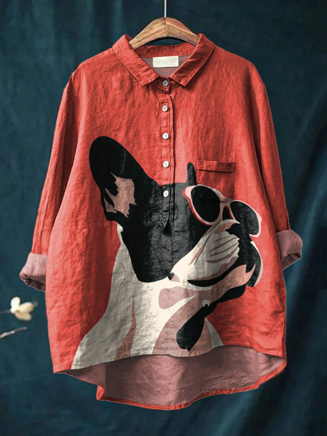 Bridgette | Playful Bulldog-Print Casual Shirt