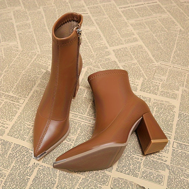 Petra | Pointed-Toe Chunky Heel Ankle Boots