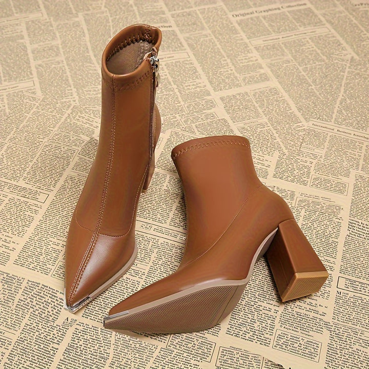 Petra | Pointed-Toe Chunky Heel Ankle Boots