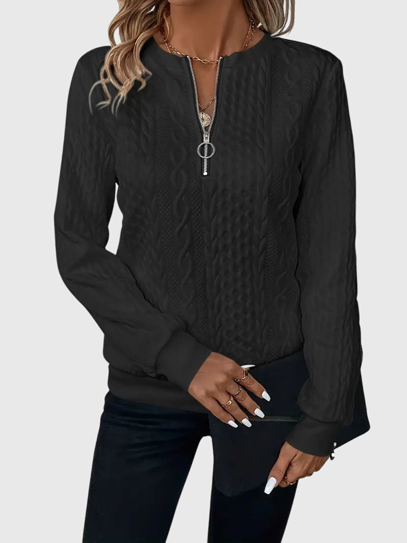 Violet | Textured Zip-Neck Sweater
