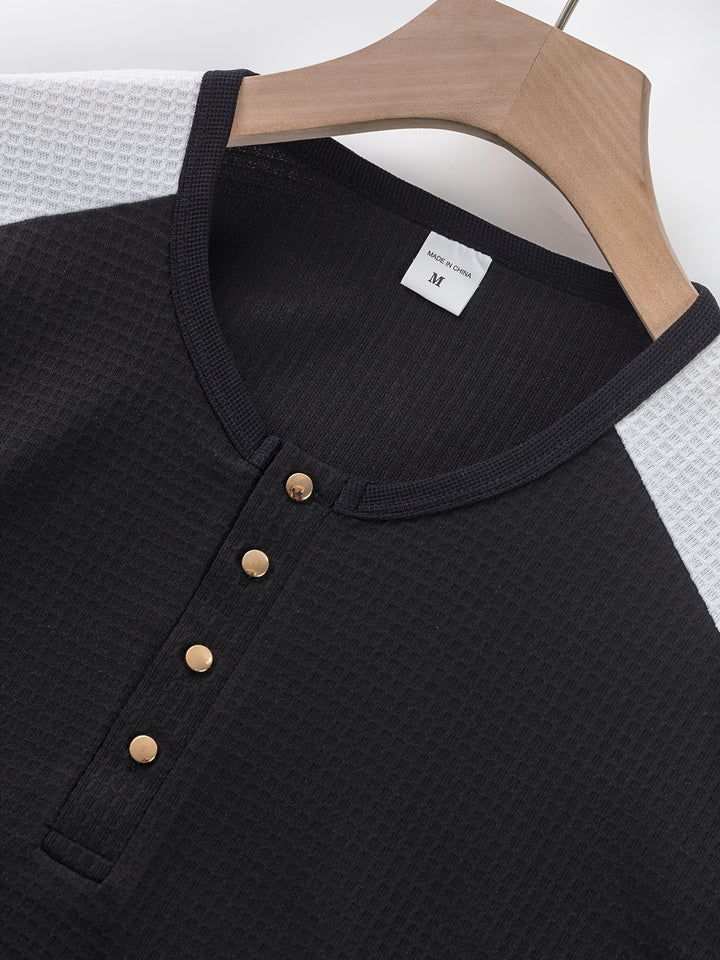 Bryce | Textured Contrast Henley Shirt