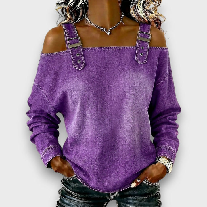 Brielle | Cold-Shoulder Buckle-Strap Top
