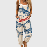 Ursuline | Relaxed Sardine Print Dungaree Jumpsuit