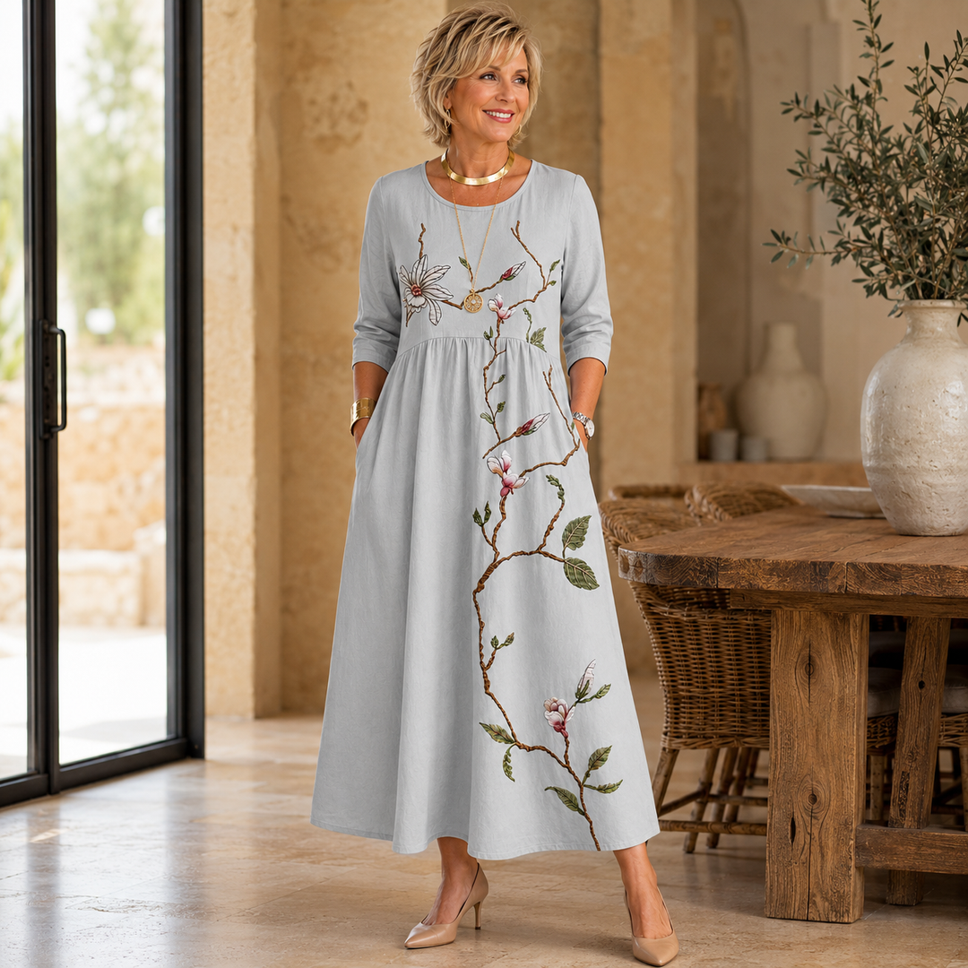 Kathleen | Floral Pocket Midi Dress