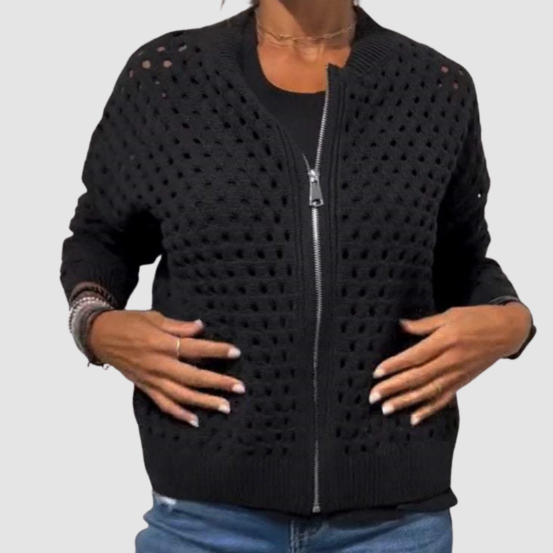 Marielle | Zip-Front Open-Knit Cardigan