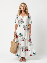 Elsie | Floral Tassel-Tie Midi Dress
