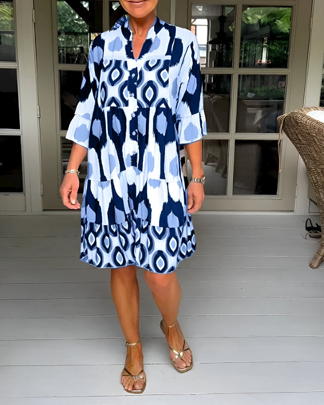 Pippa | Geometric Tiered Midi Dress