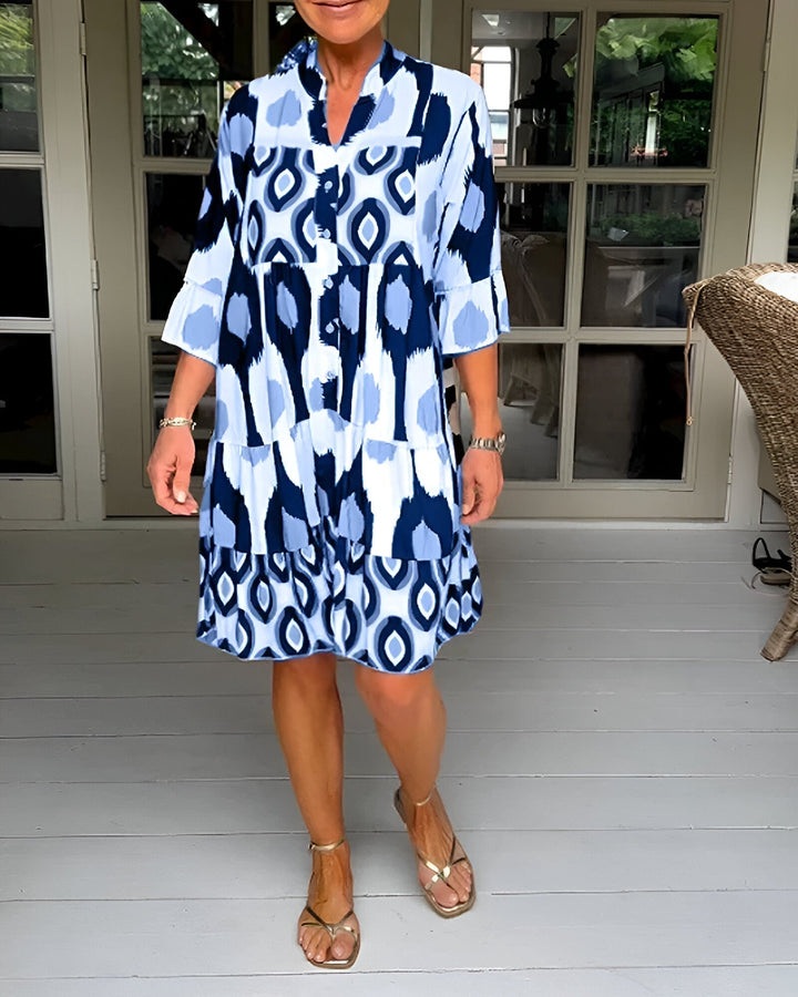 Pippa | Geometric Tiered Midi Dress