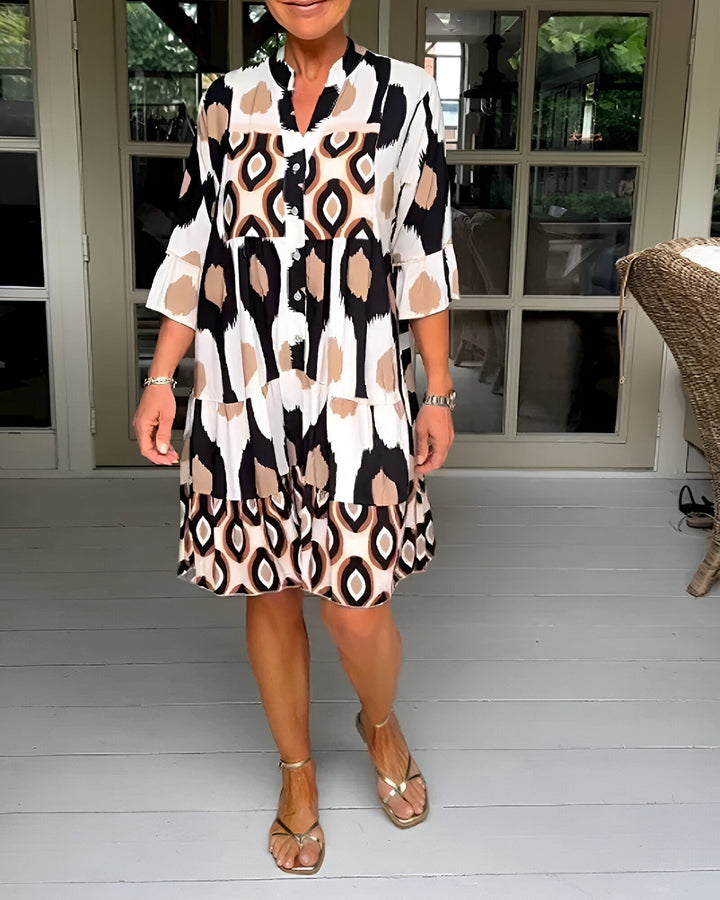 Pippa | Geometric Tiered Midi Dress