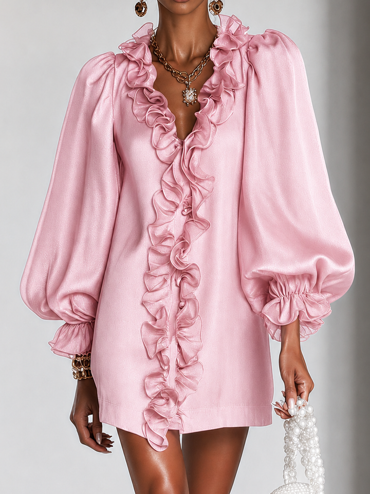 Annabel | Ruffled Puff-Sleeve Mini Dress