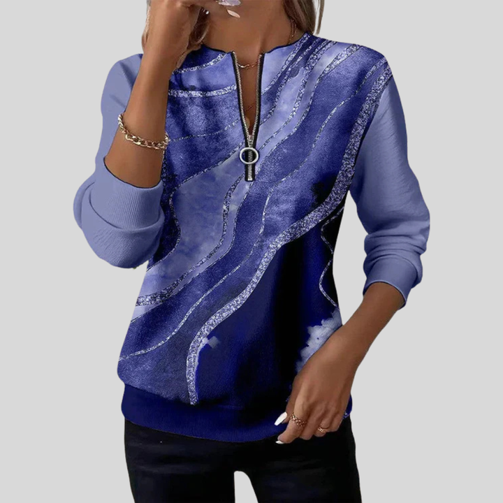 Felicia | Artful Zip-Neck Top