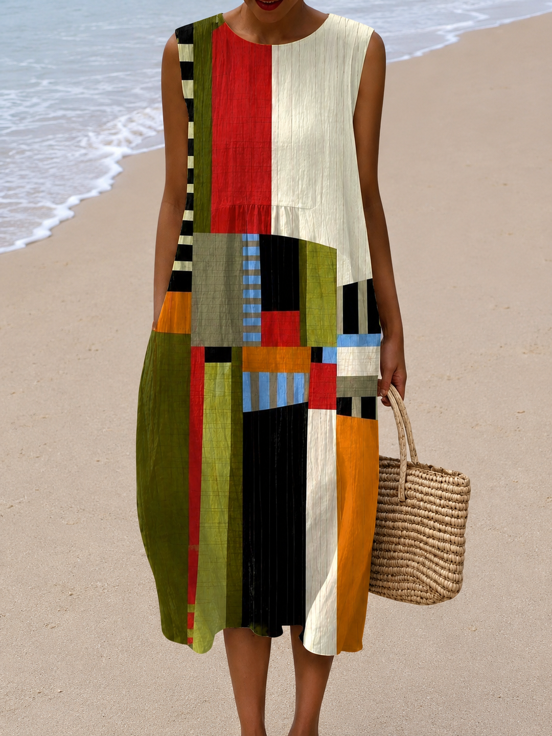 Maude | Colour-Block Sleeveless Midi Dress