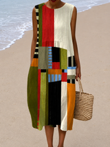 Maude | Colour-Block Sleeveless Midi Dress