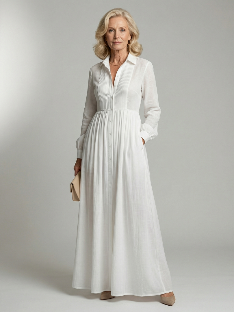 Amelia | Elegant Pintuck Maxi Dress