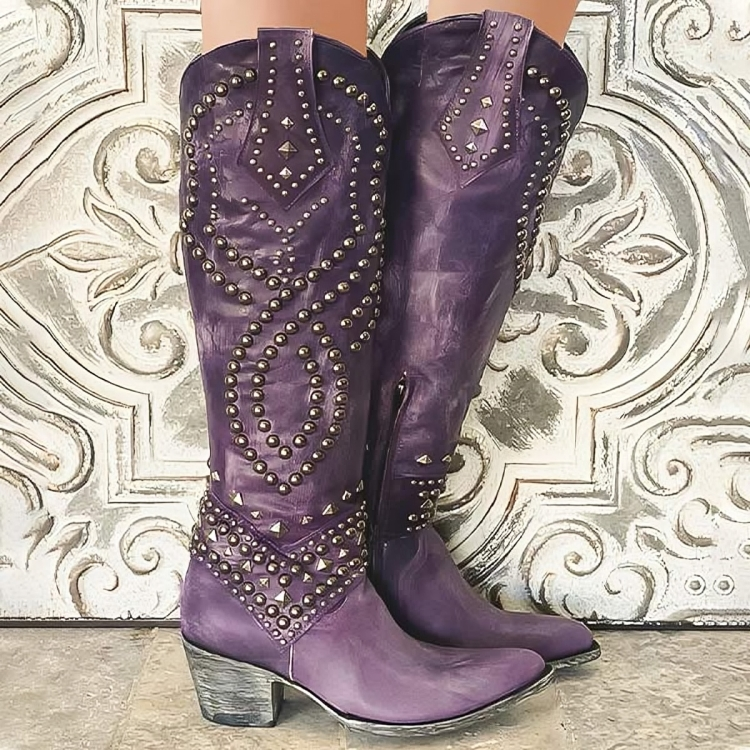 Erin | Studded Western Tall Boots