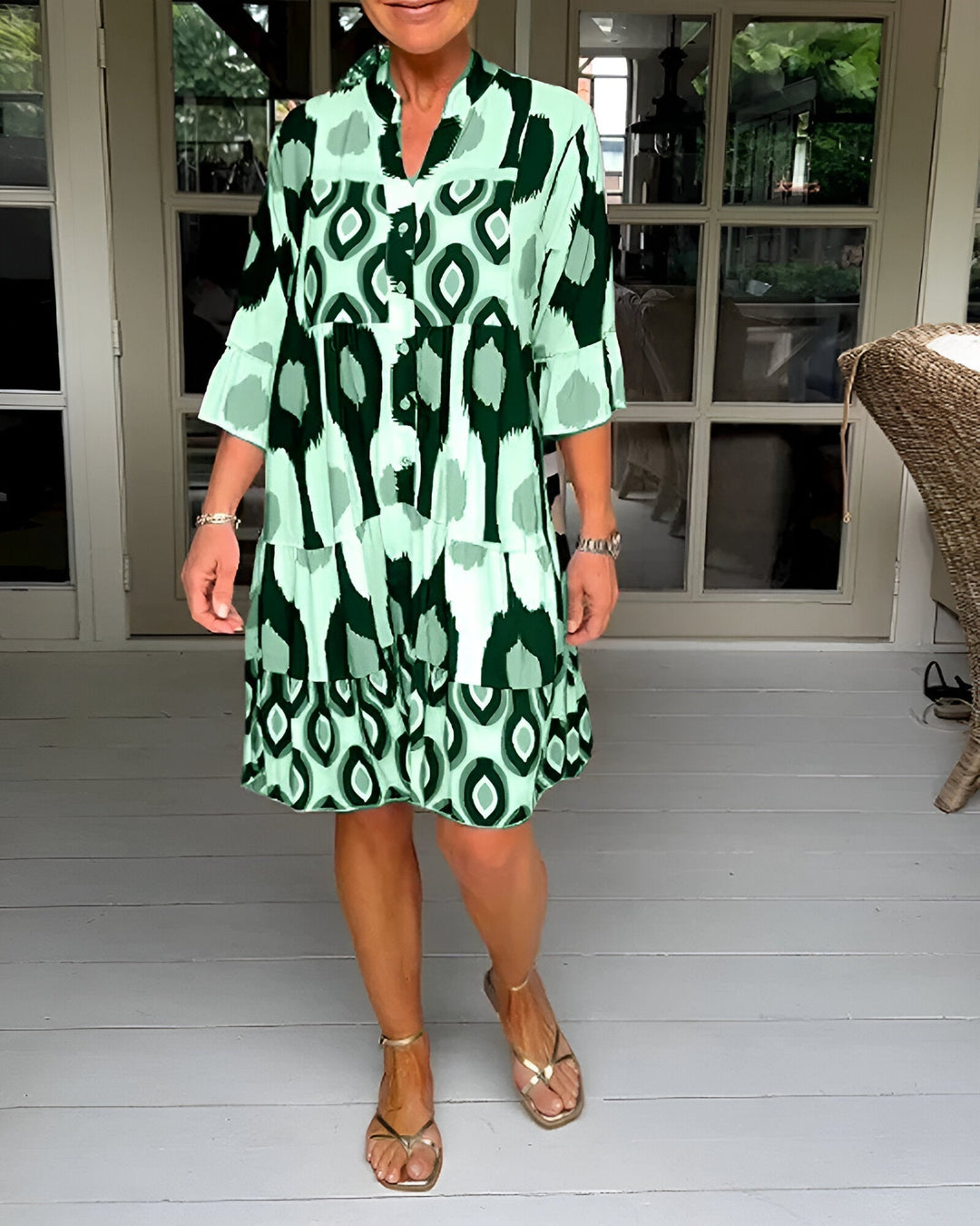Pippa | Geometric Tiered Midi Dress