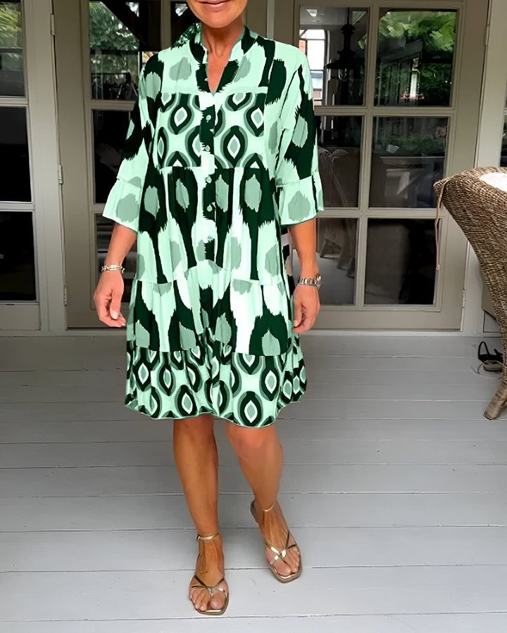 Pippa | Geometric Tiered Midi Dress