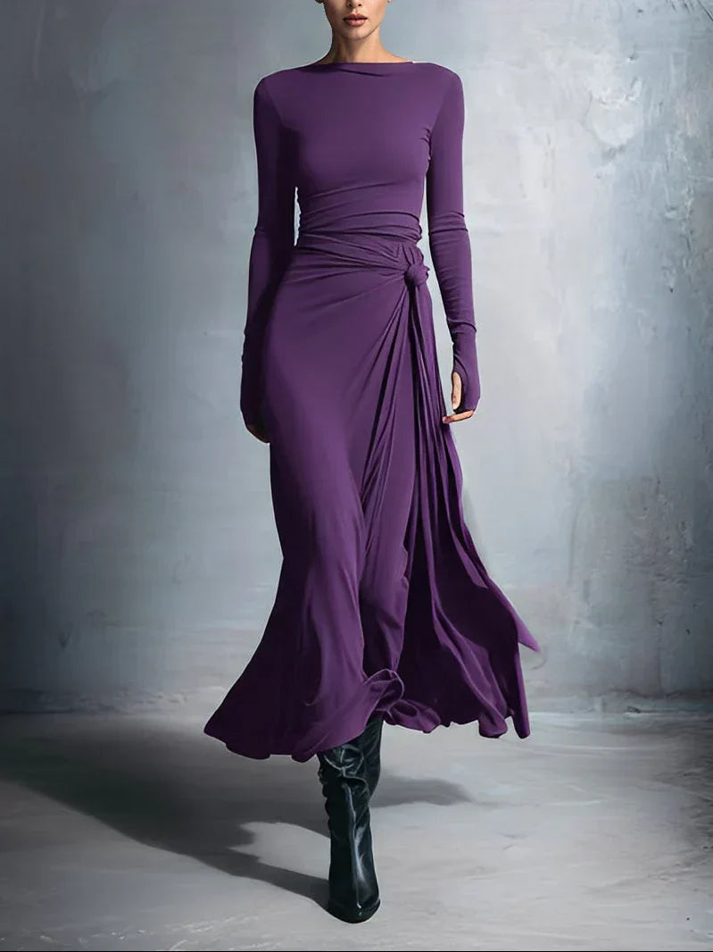 Elena | Draped Side-Knot Maxi Dress
