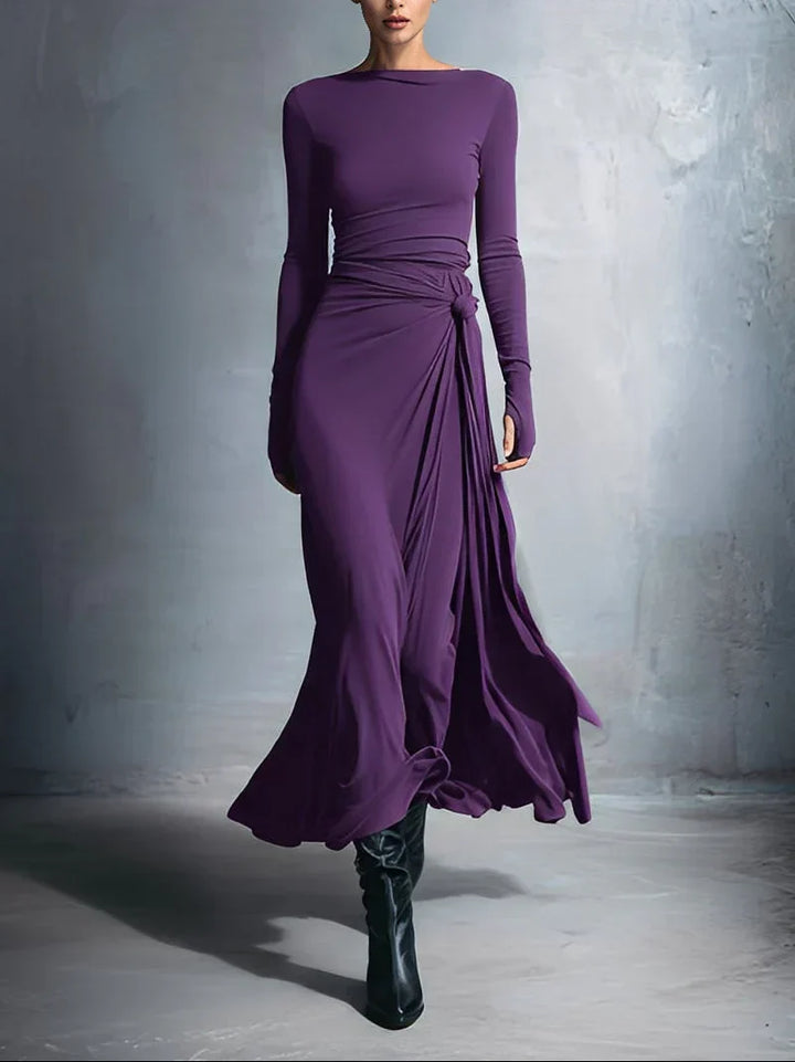 Elena | Draped Side-Knot Maxi Dress