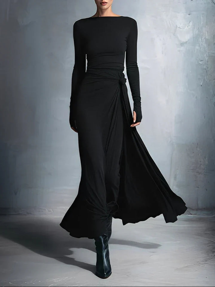Elena | Draped Side-Knot Maxi Dress