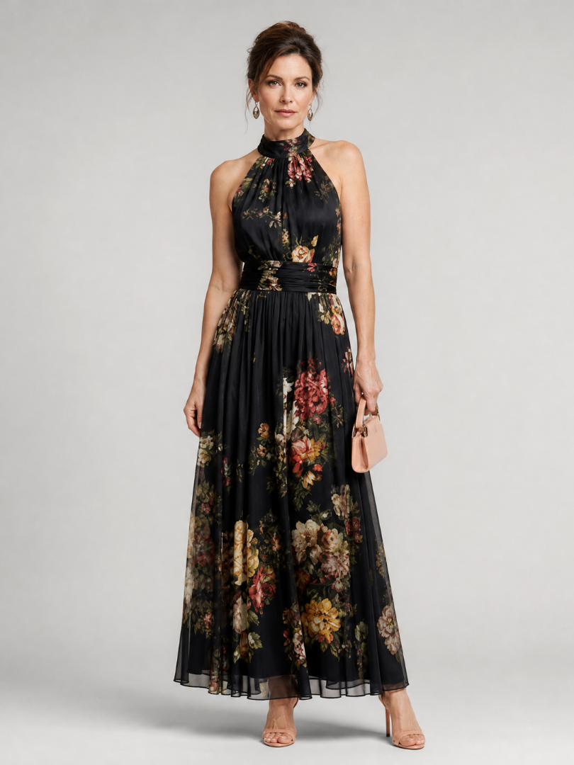 Rosina | Floral Halter-Neck Dress