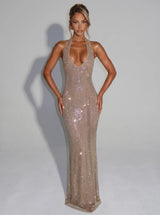 Delphina | Shimmering Halter Maxi Dress