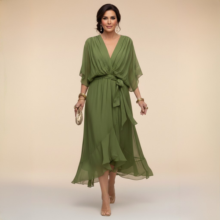 Kathleen | Flowing V-Neck Midi Dress