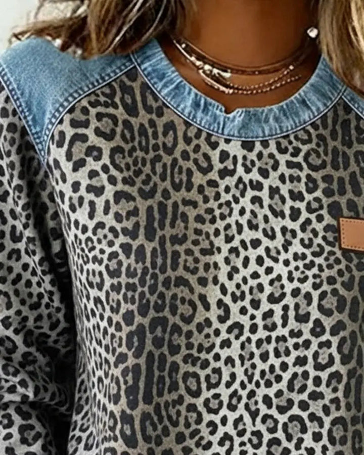 Charmaine | Leopard Patchwork Contrast Sweater