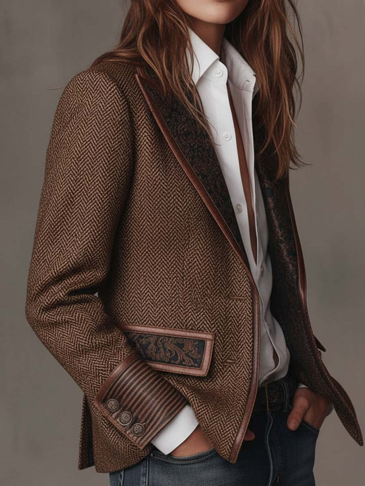 Hollis | Herringbone Panel Blazer
