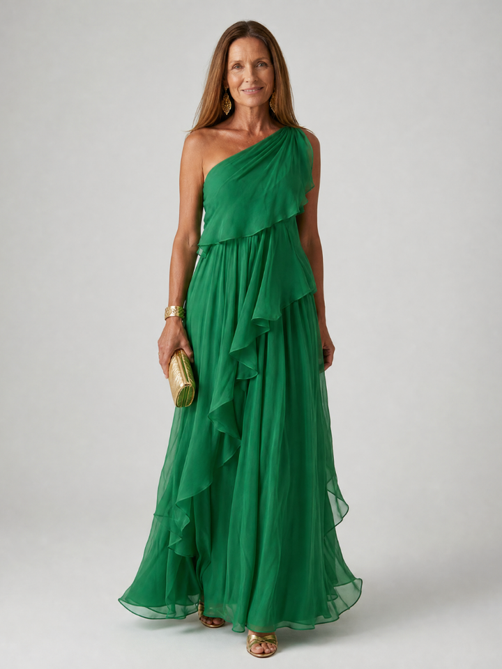 Talia | One-Shoulder Ruffled Maxi Dress
