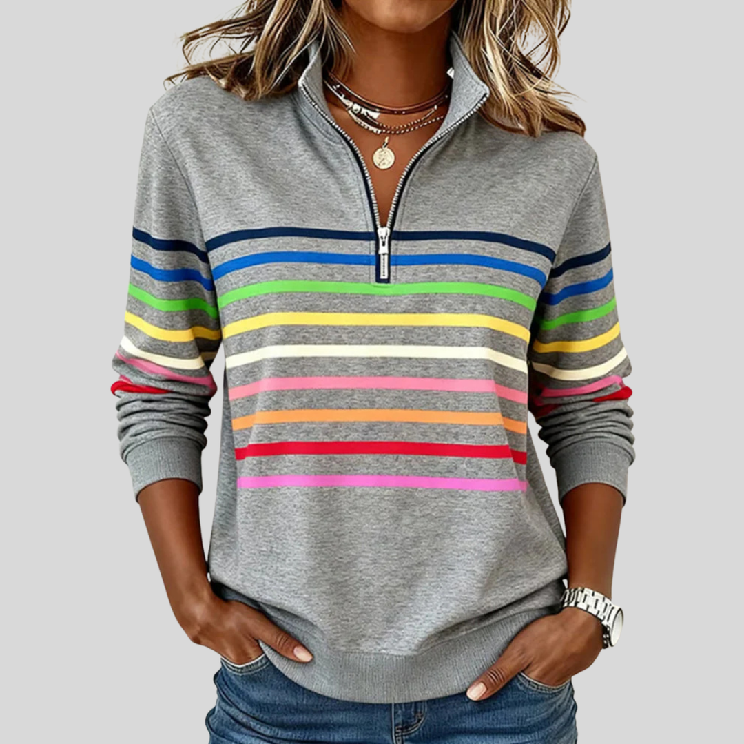 Hazel | Colourful Striped Quarter-Zip Sweatshirt