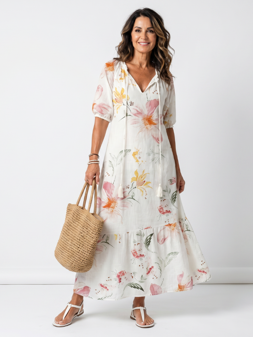 Antonia | Soft Floral Tiered Midi Dress