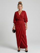 Cecilia | Draped Wrap Midi Dress