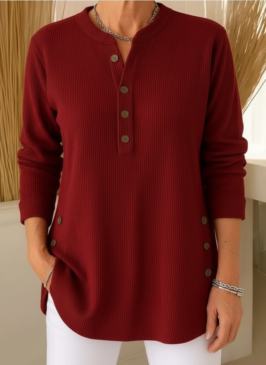 Rhiannon | Ribbed Button-Detail Tunic