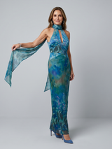 Elara | Keyhole Halter Maxi Dress