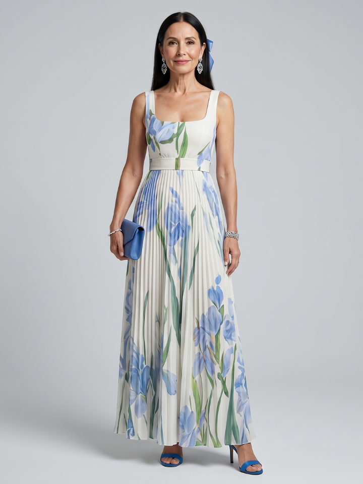 Emmeline | Floral Square-Neck Midi Dress