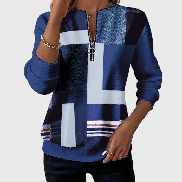 Romilly | Geometric Zip-Neck Top
