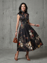 Charlotte | High-Neck Keyhole Floral Midi Dress