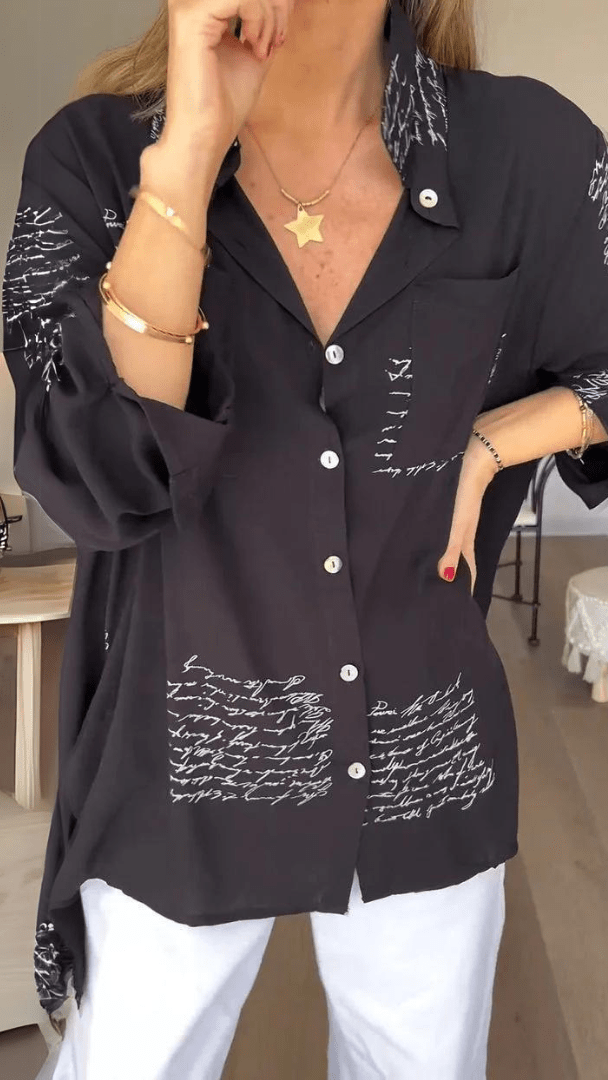 Odile | Relaxed Script-Print Shirt
