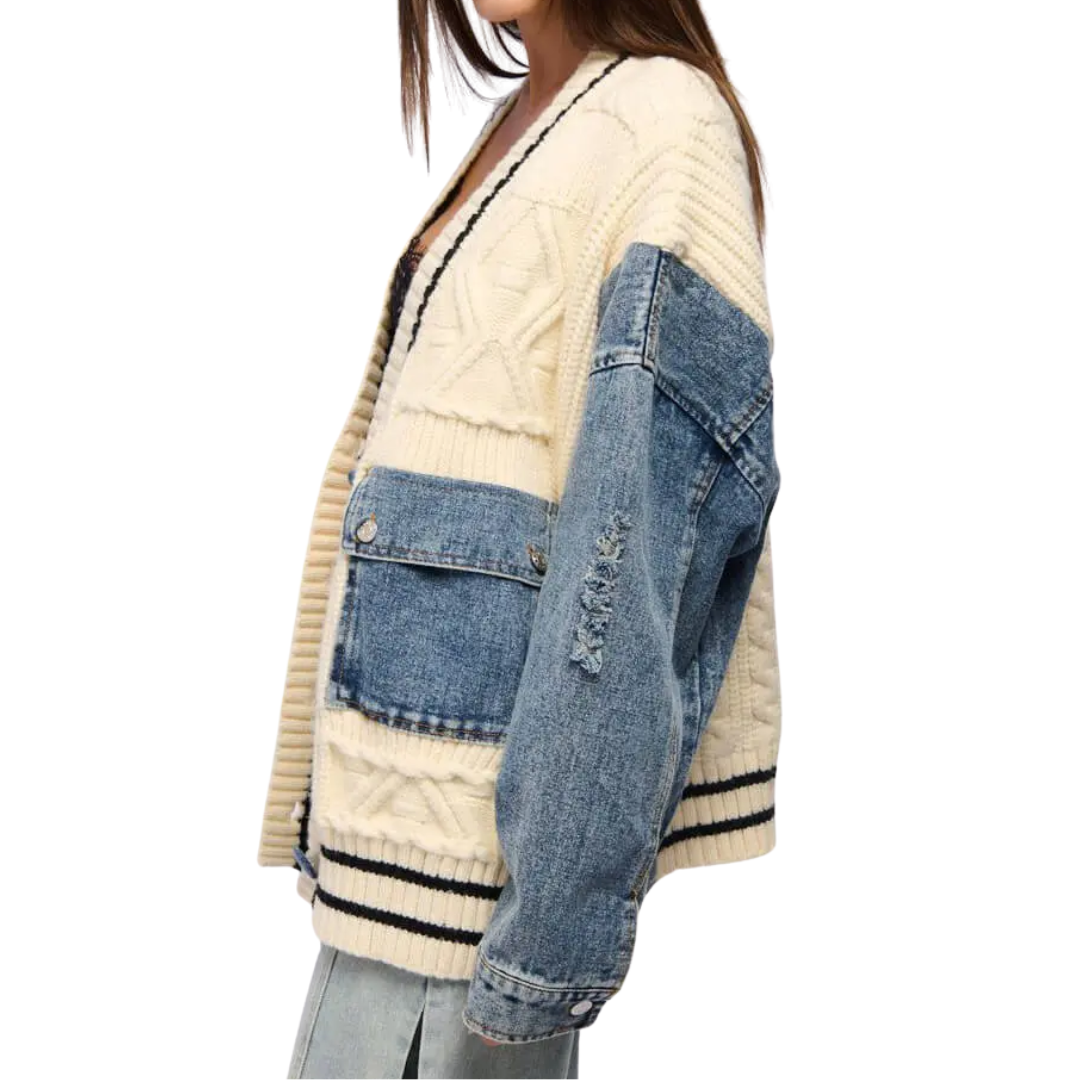 Marina | Relaxed Patchwork Knit Cardigan
