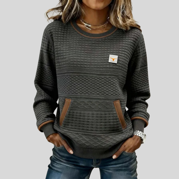 Deborah | Textured Crew Neck Sweatshirt