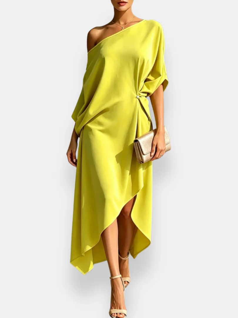Sophia | Asymmetrical Draped Midi Dress
