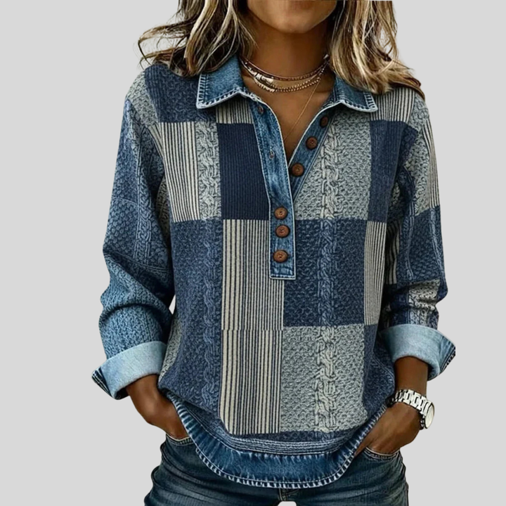 Hazel | Patchwork Collared Pullover