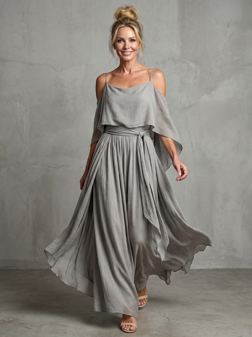 Elaine | Draped Cold-Shoulder Two-Piece Set