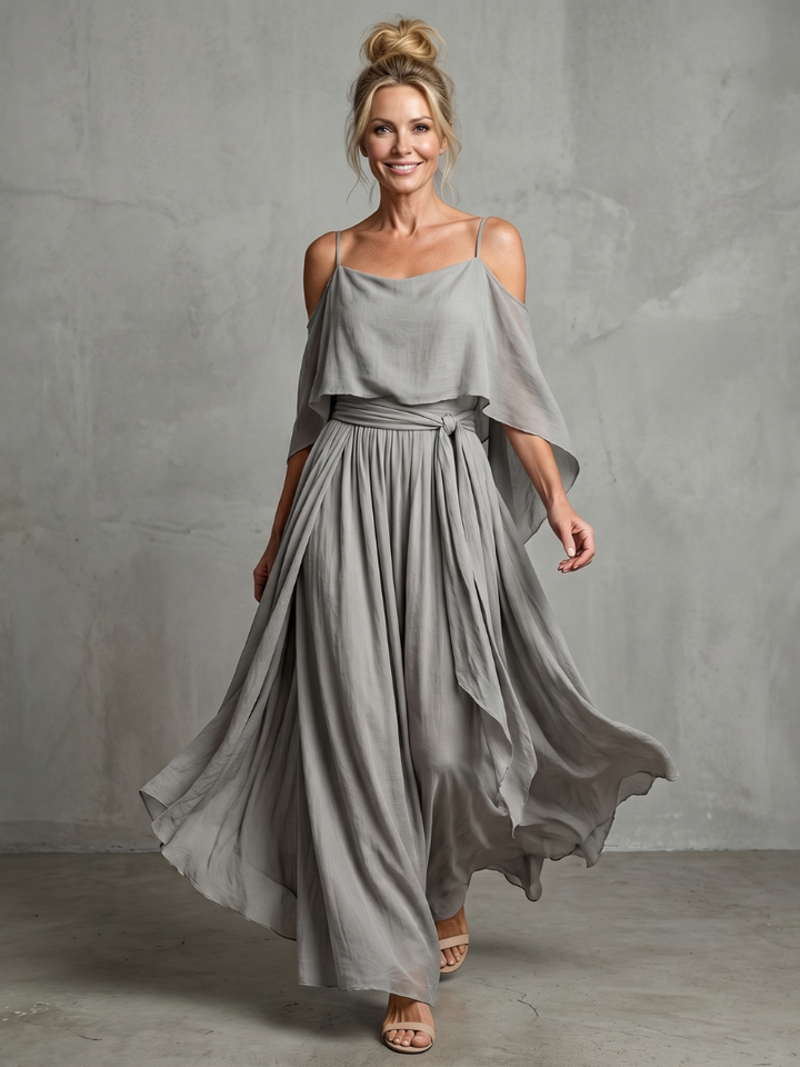 Elaine | Draped Cold-Shoulder Two-Piece Set