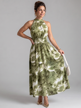 Juliana | Halter-Neck Gathered Waist Midi Dress